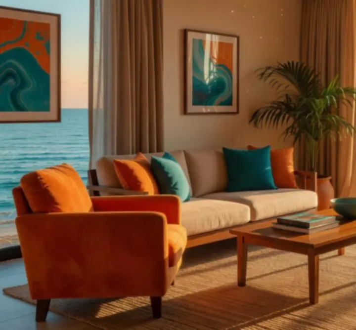 Elegant beachfront hotel room with ocean views