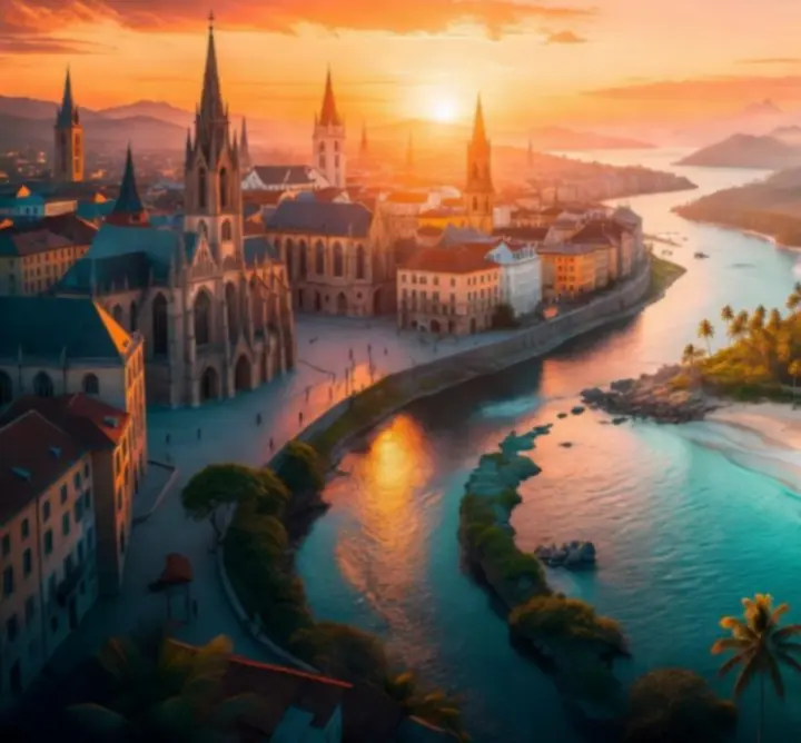 Collage of famous travel destinations including beaches, city skylines and cultural landmarks.