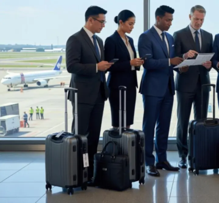 Business group travelling together for a corporate event